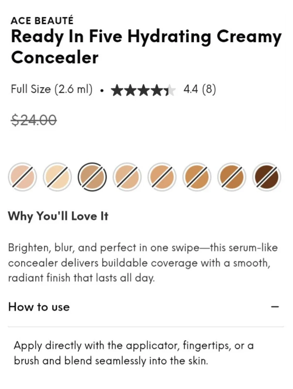 🎉2•$13/3•$18🎉 ACE BEAUTE Ready in Five Hydrating Creamy Concealer in M1